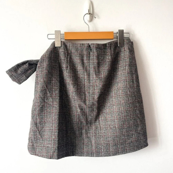 Aritzia Wilfred New Wrap Front Tie Wool Cashmere Blend Skirt Check Plaid Plaid 2 - Picture 7 of 9